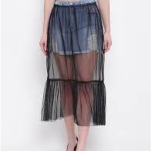 Forever 21 Black Sheer A-Line Skirt